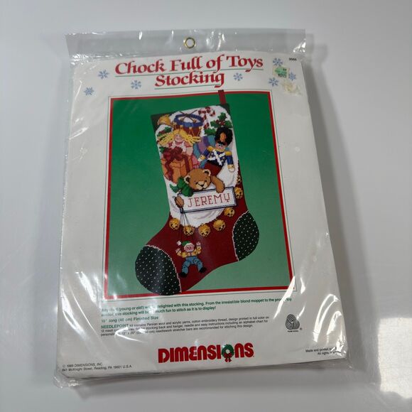 Dimensions Other - VTG DIMENSIONS Needlepoint Christmas Stocking Kit CHOCK FULL OF TOYS SEALED NEW